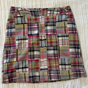 Merona Madras Plaid Mini Skirt Size 2 Y2K Patchwork Preppy Cotton